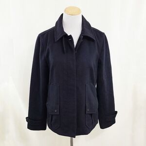 J. Crew hidden button black wool coat size small